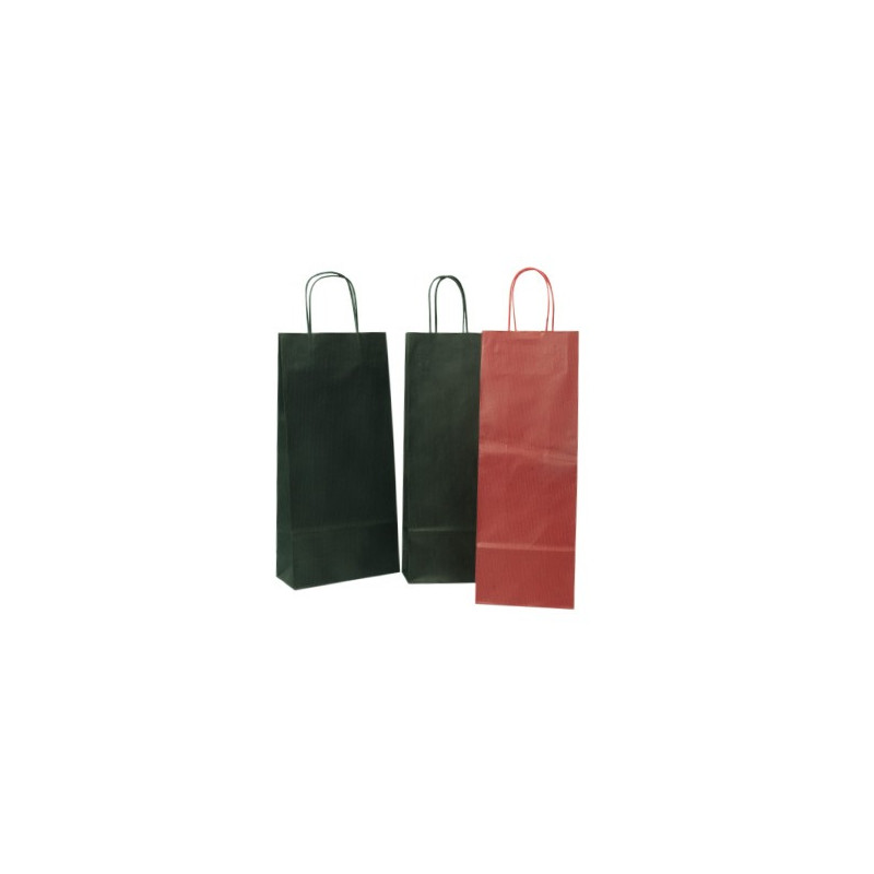 SCHWARZE FLASCHENTRAGETASCHE MIT GEDREHTEN PAPIERGRIFFEN