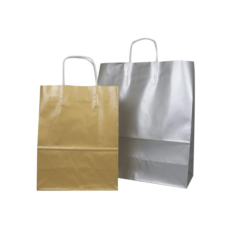 Tragetaschen gols und silberaus beschichtetem Papier
