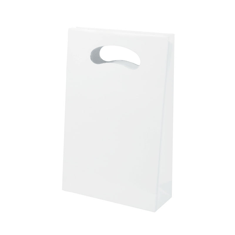 Weiße Tragetaschen mit ausgeschnittenem Griff